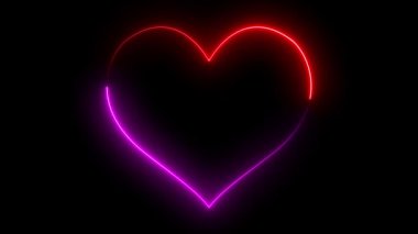 Parlayan kalp ve neon ışığı. Sevgililer Günü konsepti 