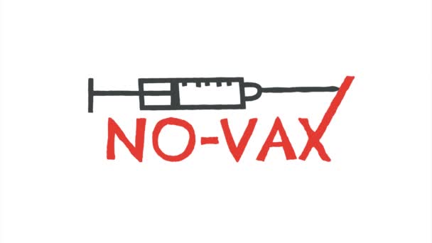 アンチVaxシンボルアニメーション ワクチンも予防接種も拒否 予防接種のシンボルを停止します ワクチン抵抗 反Vaxx 壊れた注射器のアニメーション — ストック動画