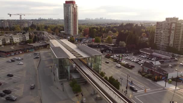 Aerial View Burquitlam Station Nearby Roads Coquitlam Burnaby — Stockvideo