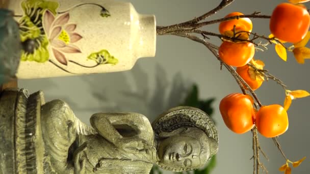 Closeup View Small Statue Buddha Table Decorations — Wideo stockowe