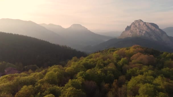 Aerial Shot Mountains Forest Urkiola Natural Park Basque Country Spain — Stockvideo