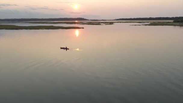 High Angle View Kayaks Stony Brook Harbor Usa — Stok video