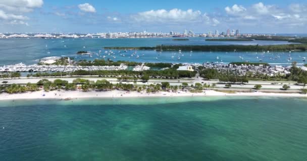 Miami Beach Sunrise Water Ocean High Rise Downtown Boat Club — Vídeos de Stock