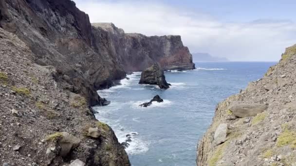 Coastline Madeira Showing Sea Beaches Rocks Sky People — Vídeo de Stock