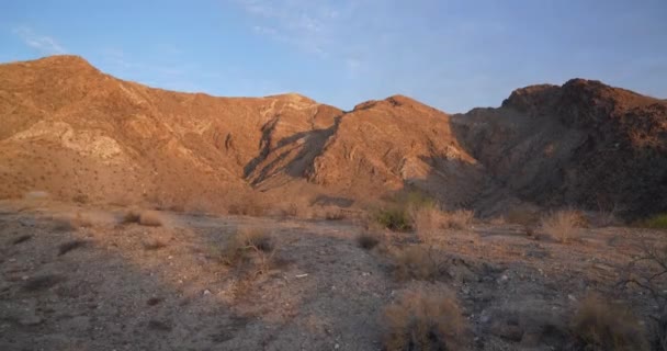 Time Lapse Desert Rocky Cliffs Background Blue Sky — Stock Video