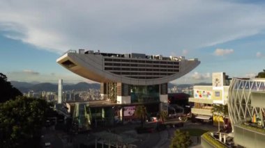 A beautiful view of the Peak Tower, shopping complex in Hong Kong