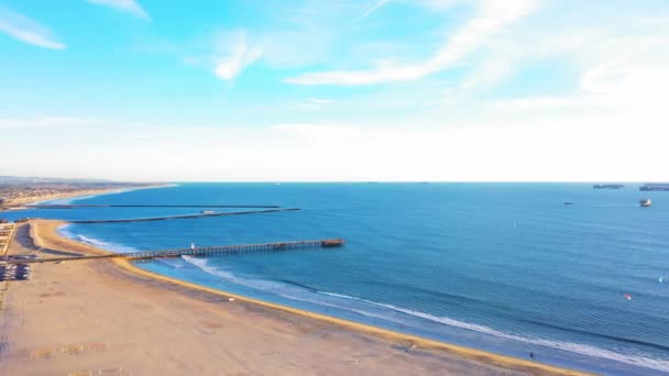 Beautiful View Seal Beach Clear Sky Sunny Day California — Stock Video