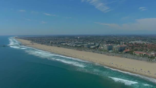 Aerial View Huntington Beach Seaside City Orange County Southern California — Vídeos de Stock