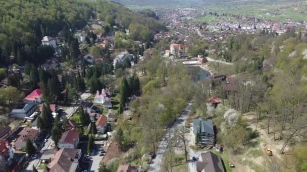 Sovata Resort Romania Seen Spring Aerial — 비디오
