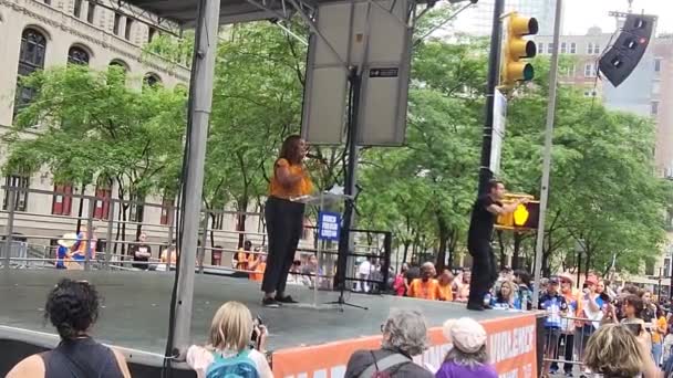 Letitia James Giving Speech March Our Lives Gun Protest Nyc — Stock video