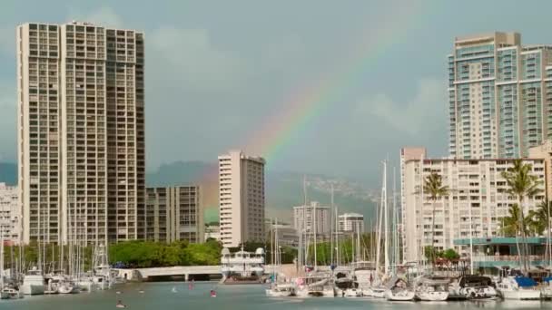 Regenboog Stad Honolulu Hawaï — Stockvideo