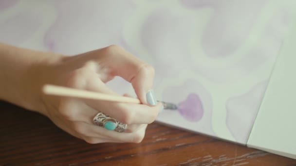 Hand Artist Brush Painting Picture — Vídeos de Stock