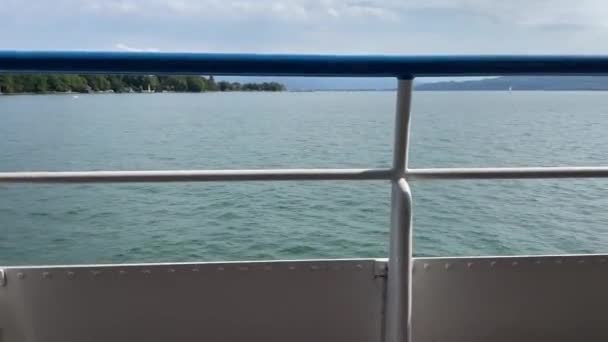 Beautiful View Sea Boat Cloudy Sky — Video