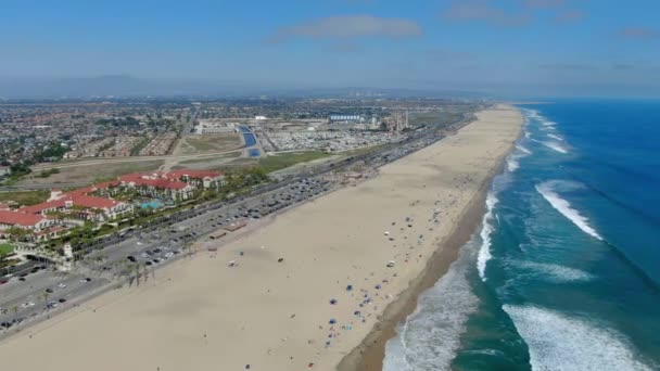 Aerial View Beautiful Huntington Beach Seaside City Orange County Southern — Vídeo de Stock