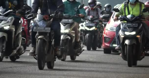 Jakarta Indonesia June 2022 Crowded Motorcyclists Highway Jakarta Indonesia — Vídeo de Stock