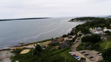 An aerial shot from Narragansett, RI looking at Jamestown Newport Aquidneck island