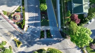 An aerial view of Lancaster Park with roads, cars and trees in West Virginia, Charlestown, USA