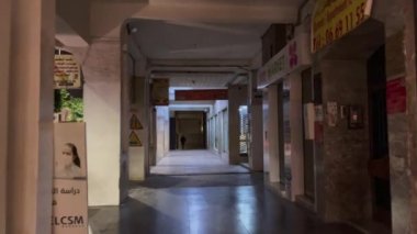 Walking pov footage in the streets of Morocco at night outdoors