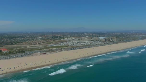 Widok Powietrza Huntington Beach Nadmorskie Miasto Orange County Południowa Kalifornia — Wideo stockowe