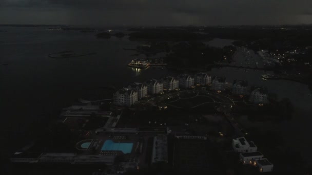 Drone View Condominiums Country Clubs New York Coast Night New — Vídeos de Stock