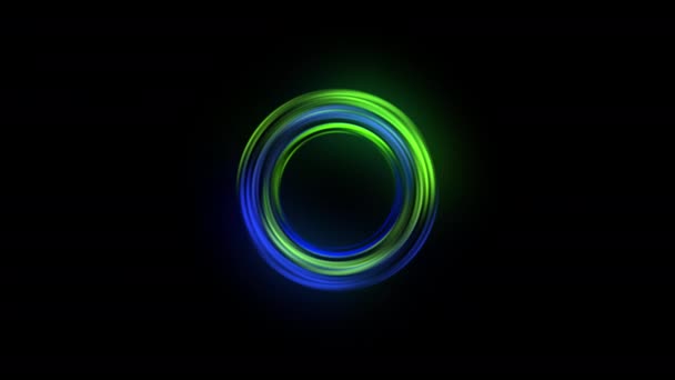 Abstract Circular Motion Green Blue Lights Black Background — Stock video