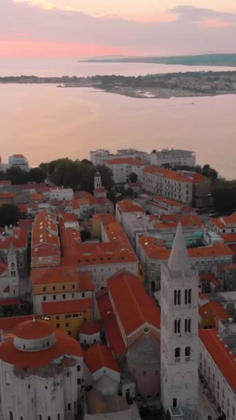 Sebuah Pandangan Vertikal Udara Zadar Dan Laut Adriatik Kroasia Saat — Stok Video
