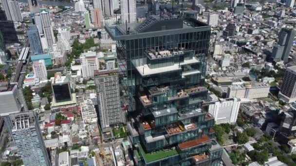 Aerial View Buildings Mahanakhon Bangkok — Vídeos de Stock