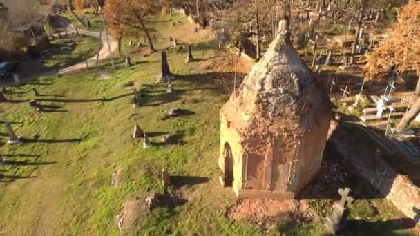 Drone View Old Christian Cemetery Zhytomyr Ukraine — Stok video