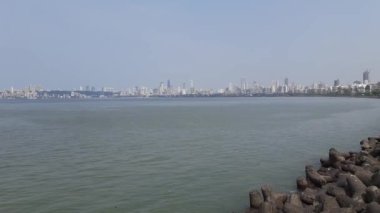 A general view of a deserted Ocean side view of  Marine Drive, Mumbai