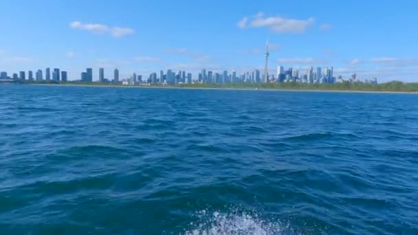 Toronto City Skyscrapers View Lake Ontario Sunny Day — Video