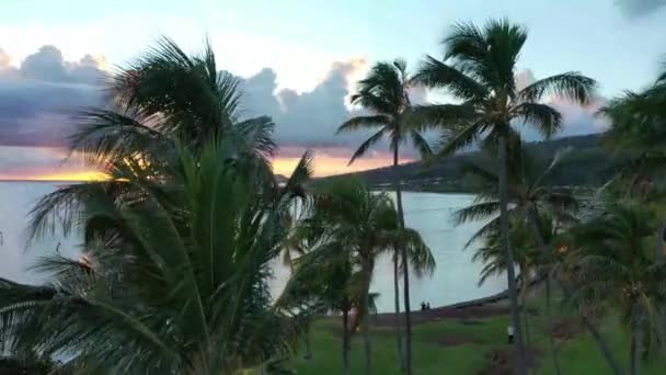 Drone Footage Sunset Maunalua Bay Ohau Island Honolulu Hawaii — Vídeos de Stock