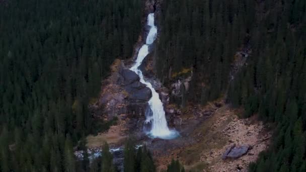 Flygfoto Över Vackra Vattenfall Krimml Österrikes Bergsdal — Stockvideo