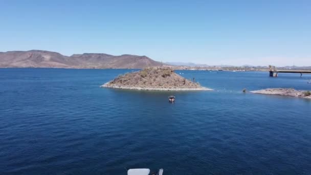 Drone Shot Boats Hill Lake Pleasant Phoenix Arizona — Stock Video