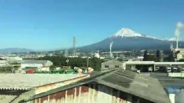 日本の建物の裏に見える富士山の時間経過 — ストック動画
