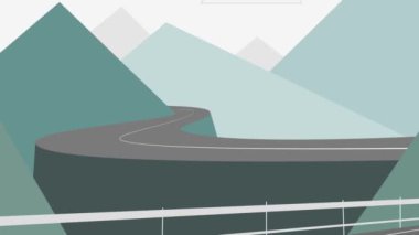 A looping animation of road and mountain background