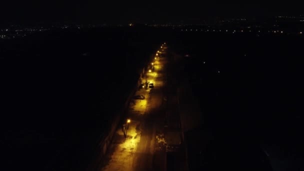 Simple Aerial Shot Street Night — Vídeo de Stock