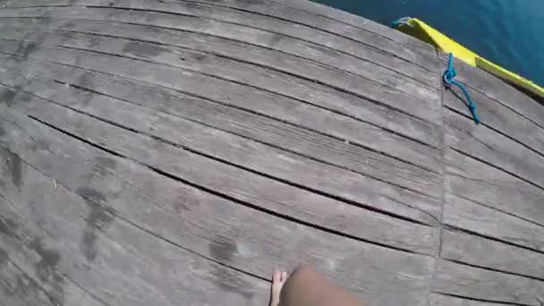 Jumping Water Wooden Footbridge — Video Stock