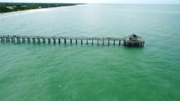 Beautiful High Angle Footage Long Bridge Sea Naples Beach Fiori — Stock Video