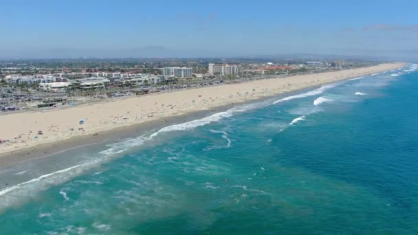 Aerial View Huntington Beach Seaside City Southern California — Wideo stockowe