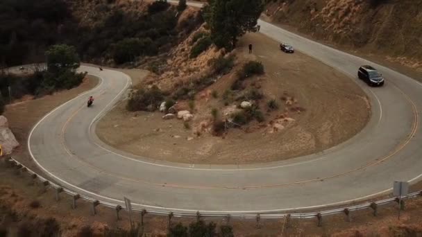 Beautiful View Car Motorcycles Road Mountain — Vídeo de stock