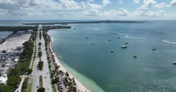 Miami Beach Sunrise Water Ocean High Rise Downtown Boat Yacht — Vídeo de Stock