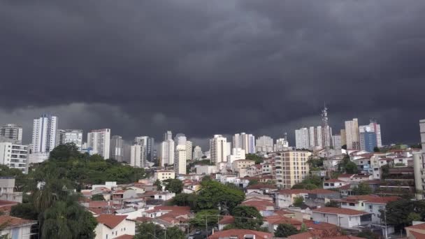 Beautiful Drone Aerial View Sao Paulo City Buildings Skyline Rain — Stockvideo