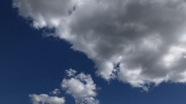 A time-lapse of clouds moving on a blue sky background