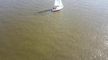 A crew on the sailboat, Zegrzynskie lake panorama, forests, Poland