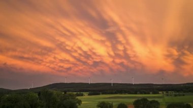 time lapse of rare Mammatus clouds after heavy summer storm in germany