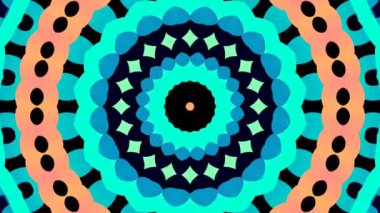 A Multicolor Kaleidoscope Patterns. Abstract Motion Graphics Background. Unique Kaleidoscopic Animation. Beautiful Bright Ornament. Seamless Loop