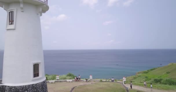 Drone Footage Basco Lighthouse Shore Batanes Philippines View Ocean — Vídeo de Stock