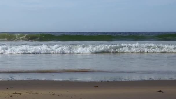 Beautiful View Ocean Waves Hitting Sandy Beach — 비디오