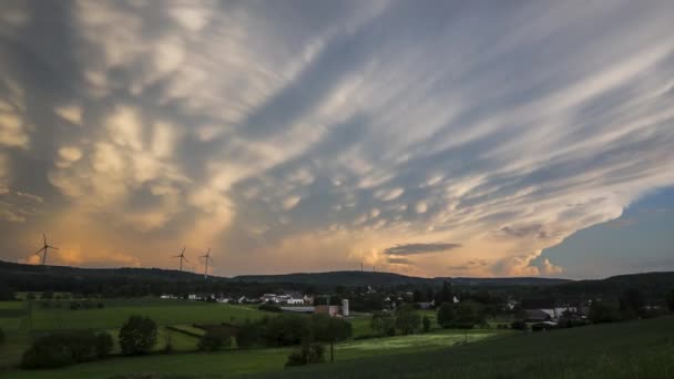 Time Lapse Rare Mammatus Clouds Heavy Summer Storm Germany — Vídeo de stock