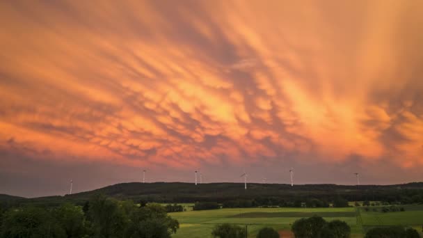 Time Lapse Rare Mammatus Clouds Heavy Summer Storm Germany — Stockvideo